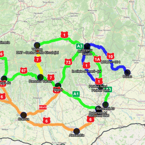 Restricții de trafic pe DN 7 Pitesti-Sibiu în perioada 8 iulie - 9 august