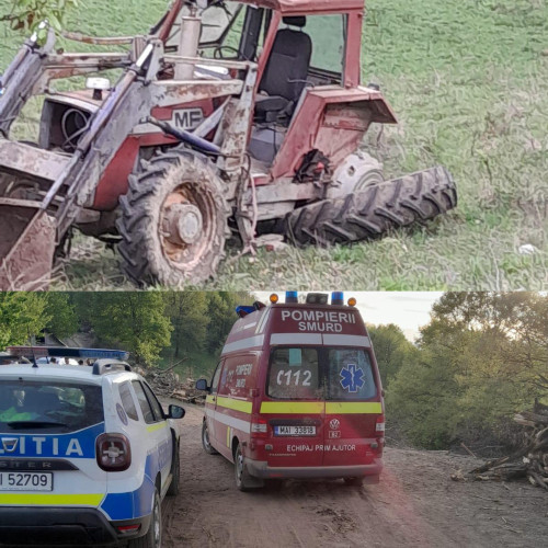 Un bărbat rănit după ce s-a răsturnat cu tractorul în nord-estul județului Argeș