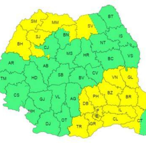 Administrația Națională de Meteorologie: Ploi și vijelii între orele 12:00 și 21:00