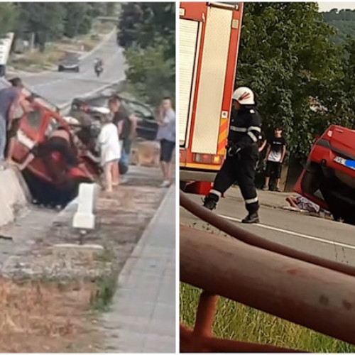 Accident rutier grav pe DN 64c: Un autoturism s-a izbit de un cap de pod la Bunesti