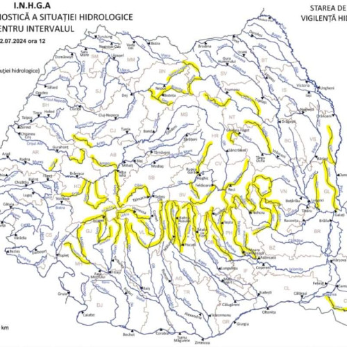 Avertizare hidrologică de cod galben pentru mai multe județe