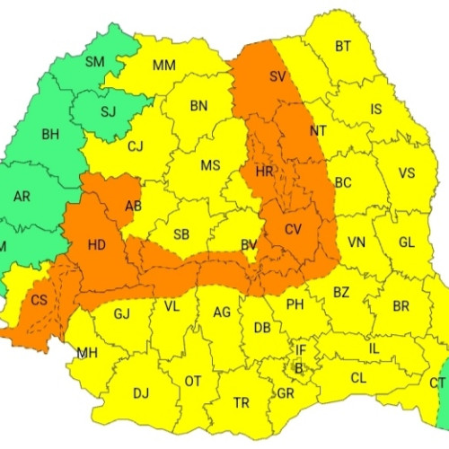 Avertizare meteorologică cod galben și portocaliu pentru vreme instabilă