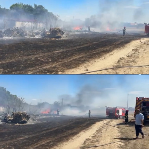 Pompierii gorjeni intervin la un incendiu pe strada Făgăraș din Târgu Jiu