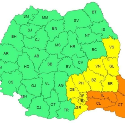 Avertizări meteorologice emise pentru mai multe județe