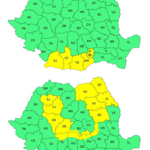 Avertizare meteorologică cod galben pentru instabilitate atmosferică și caniculă