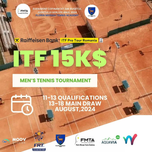 Turneul ITF World Tennis Tour M15 se va desfașura la Târgu Jiu între 11 și 18 august 2024