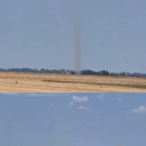 Vârtej asemănător unei tornade surprins în comuna Dănești