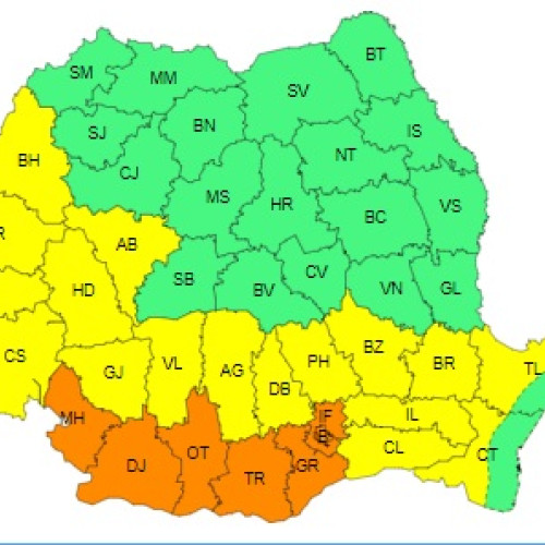 Avertizări de caniculă în mai multe regiuni ale țării