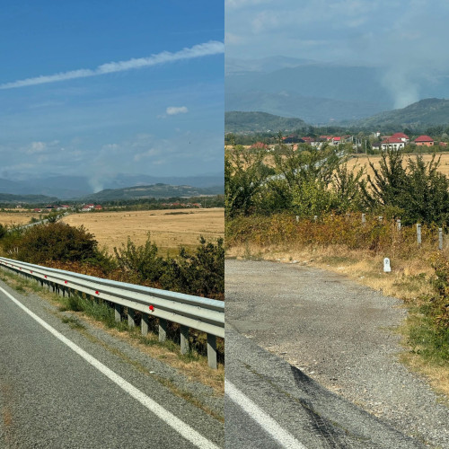 Incendiu de vegetație în zona montană a orașului Novaci, județul Gorj