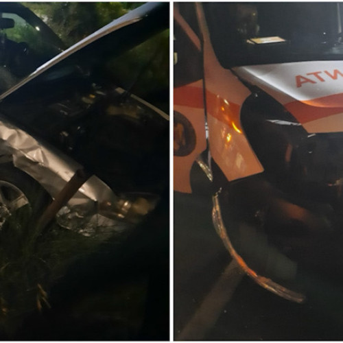 Coliziune între o ambulanță și un autoturism pe DN 67, în comuna Mihăești