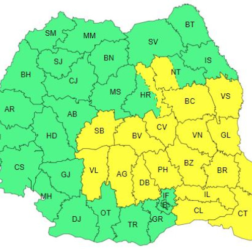 Cod galben de instabilitate atmosferică în 19 județe