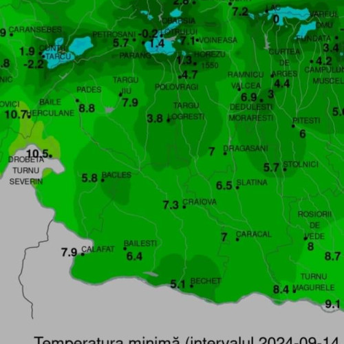 Temperaturi scăzute în Depresiunea Târgu Jiu