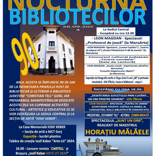 Biblioteca Județeană &quot;Christian Tell&quot; Gorj organizează Nocturna Bibliotecilor pe 26 septembrie