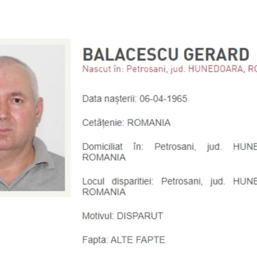 Alertă în România: Dispariția unui bărbat de 59 de ani