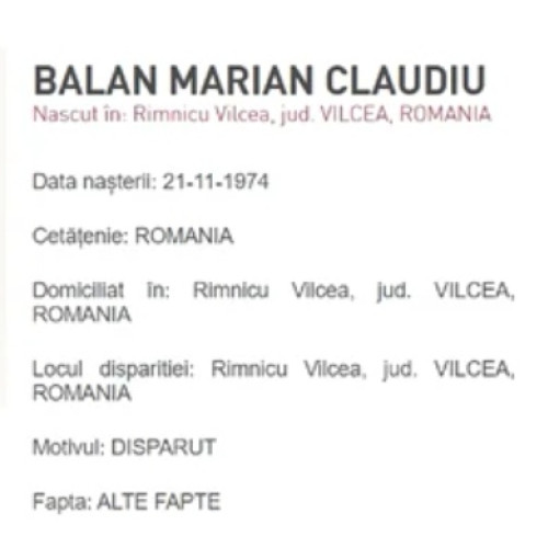 Un bărbat dispărut din Vâlcea, declarat mort după patru ani