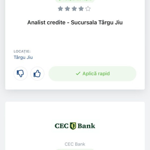 CEC Bank angajează specialiști în Gorj
