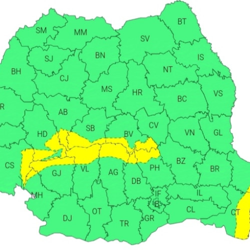 Cod galben de intensificări ale vântului și ninsori în România