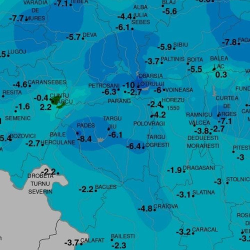 Vreme foarte rece în județul Gorj, cu minime de -6,1°C