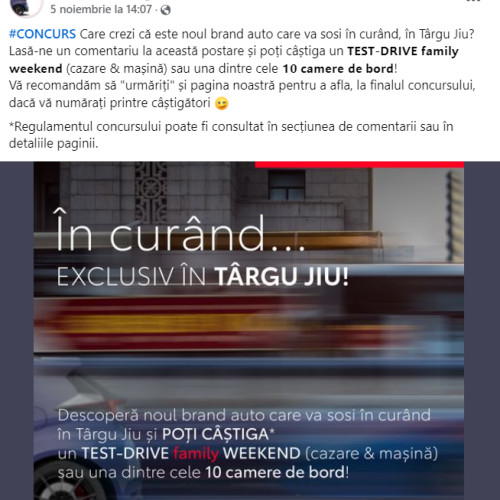 O nouă surpriză pentru locuitorii din Târgu Jiu: Concurs organizat de Toyota