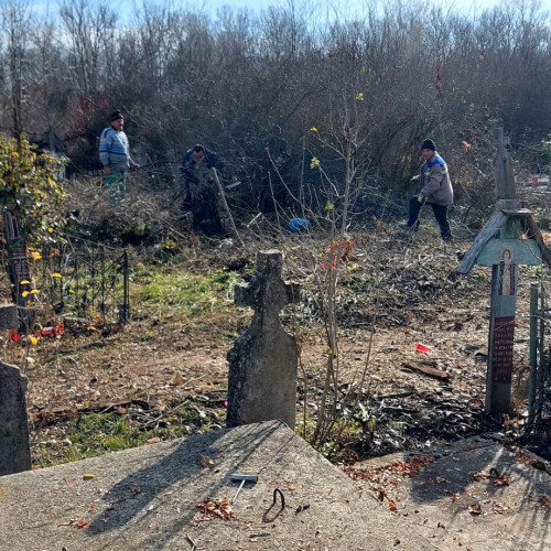 Curățenie în cimitirul din satul Cornetu, comuna Capreni