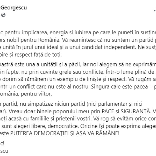 Călin Georgescu îndeamnă susținătorii să rămână acasă