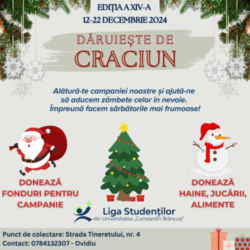 Liga Studentilor din Universitatea &quot;Constantin Brancusi&quot; Targu Jiu lanseaza o noua campanie caritabila de Craciun