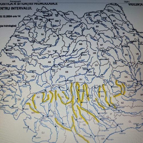 Cod Galben de inundații pe mai multe râuri din România