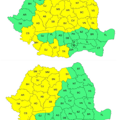 Avertizare meteorologică cod galben pentru 10 ianuarie