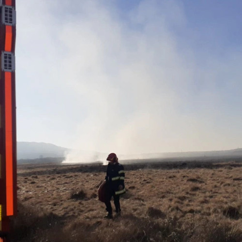 Incendiu de vegetație în Horezu, pompierii intervin cu autospeciale