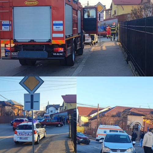 Accident rutier în Târgu Jiu la intersecția străzilor Mihail Sadoveanu și 23 August