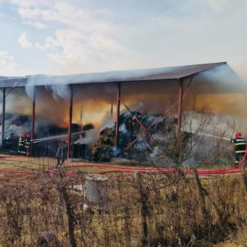 Incendiu de proporții la un depozit de furaje lângă Gorj