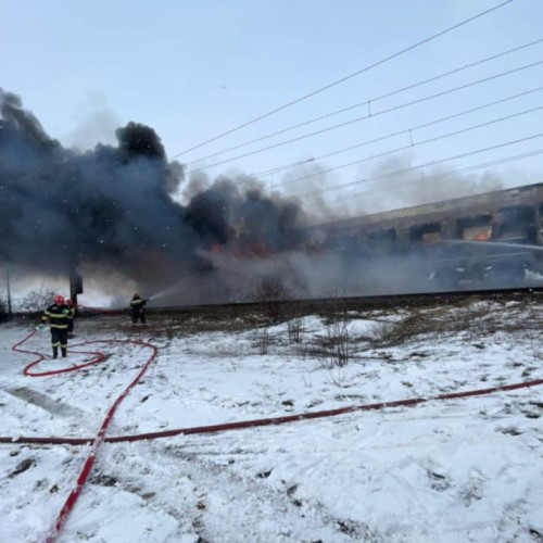incendiu la vagonul unui tren în județul olt