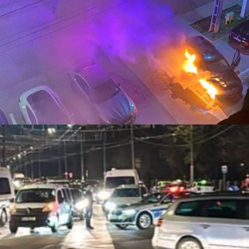 Accident rutier și incendiu de vehicul în Târgu Jiu