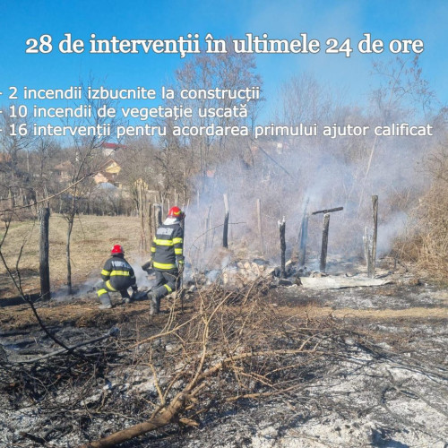 Pompierii din Gorj, solicitat să intervină în ultimele 24 de ore pentru 28 de situații de urgență