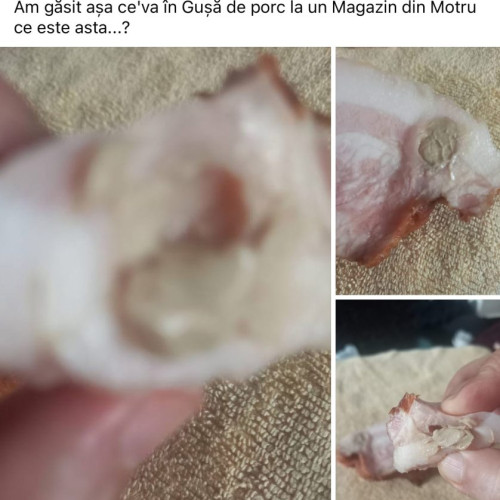 O femeie din Motru descoperă o substanță suspectă în carnea de porc