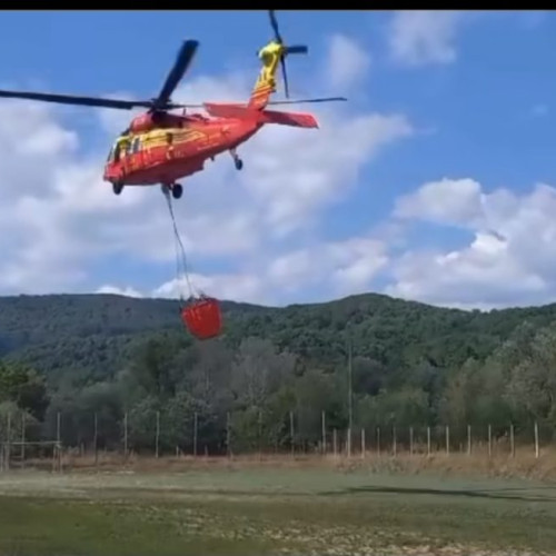 Incendii de vegetație în Hunedoara: Pompierii acționează cu elicopterul Black Hawk