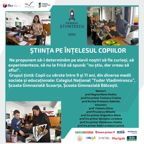 Proiect de științe, lansat de cadrele didactice de la CNTV Târgu Jiu