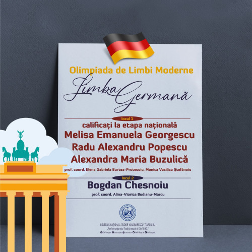 Trei elevi din Târgu Jiu s-au calificat la etapa națională a Olimpiadei de Limba Germană