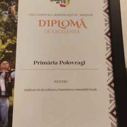 Polovragi, distinsă la Gala Națională &quot;Romania ești TU&quot;
