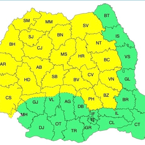 Avertizări meteorologice: cod galben de furtuni în România