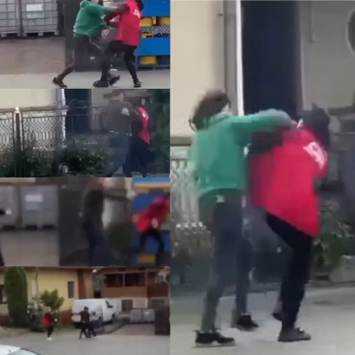 Scandal violent în Gorj: imagini șocante cu o altercație în plină stradă