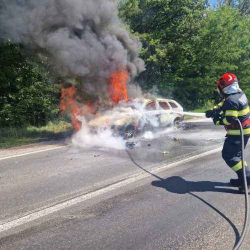 Incendiu la un autoturism pe DN 68 A în Lapugiu de Jos