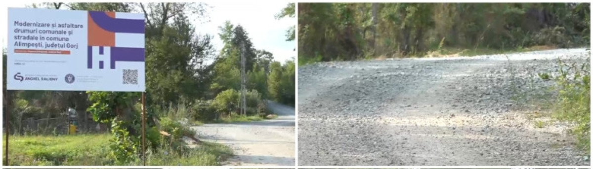 Drum important din comuna Alimpești rămâne neterminat după retragerea utilajelor