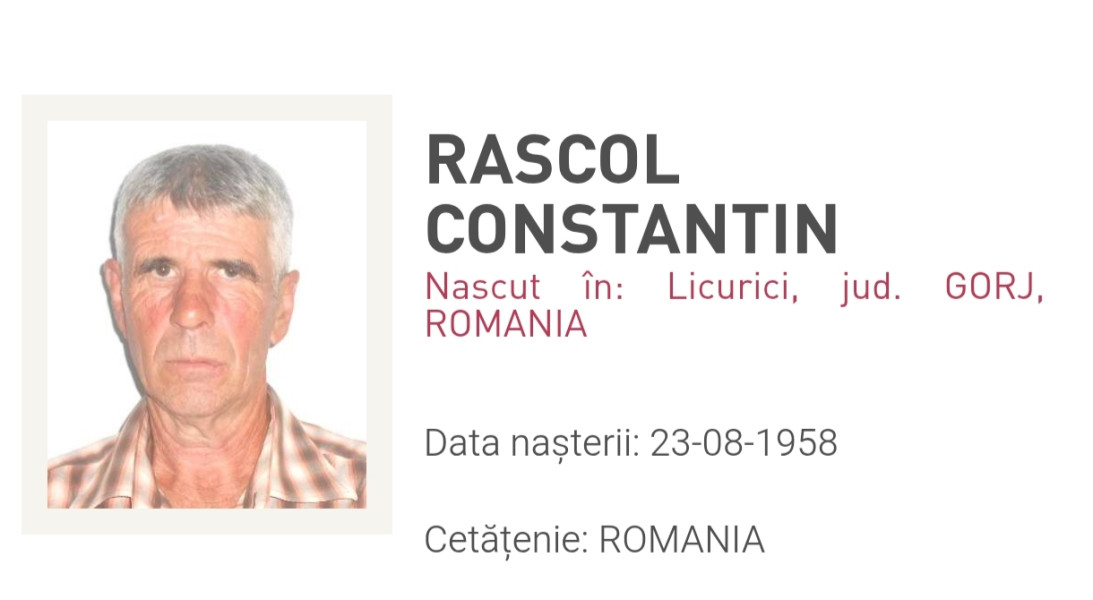 Poliția caută bărbat dispărut în Gorj cu semnalmente clare