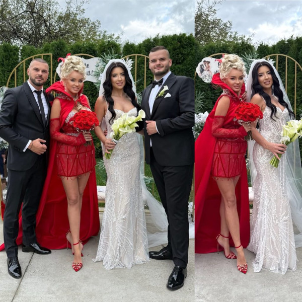 Artista din Târgu Jiu, nașa care a furat toate privirile! Ce rochie de senzație a purtat la nuntă! FOTO