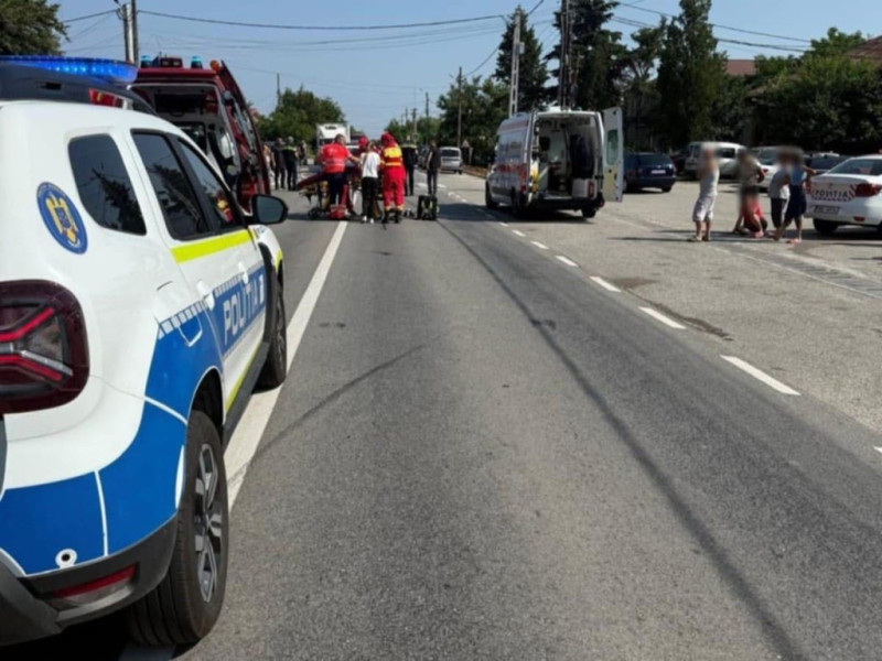 Accident grav în Târgu Jiu: un bărbat a intrat cu mașina într-un cap de pod!