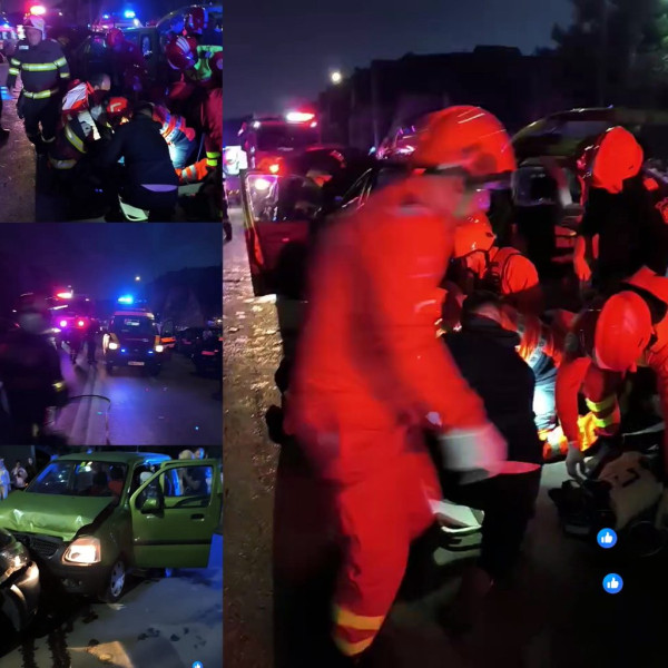 Accident cu 4 autoturisme în Valea Jiului: un bărbat, resuscitat! FOTO