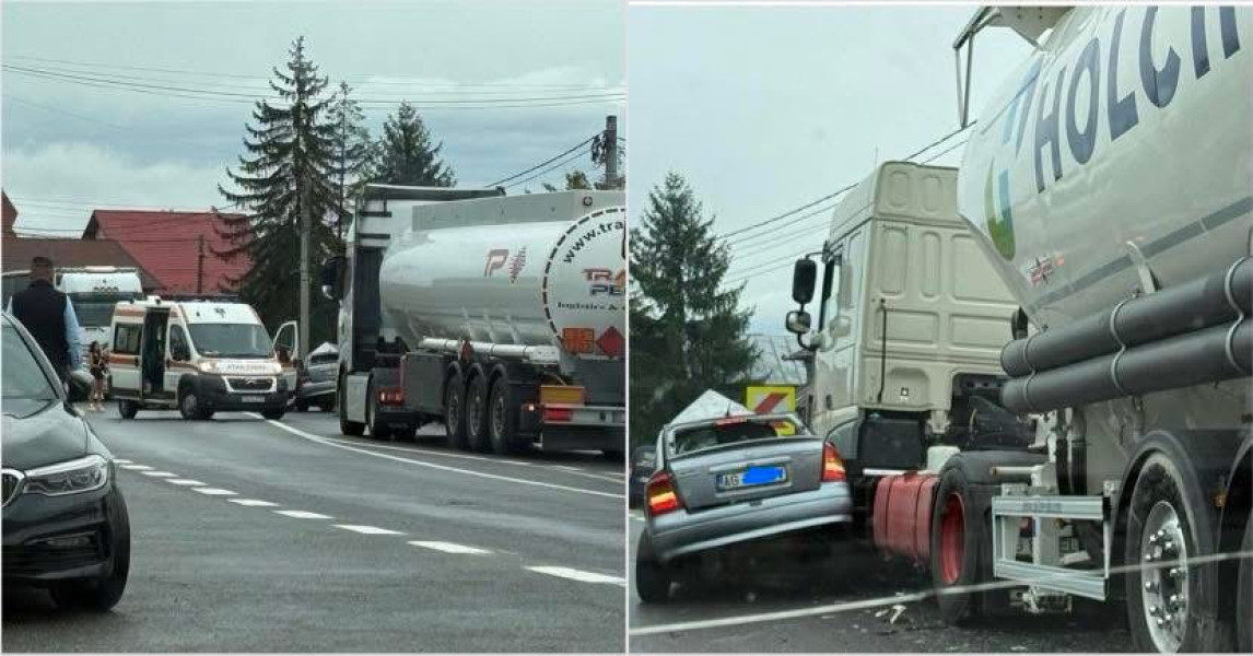 Accident rutier cu o persoană încarcerată pe DN7, în comuna Bascov
