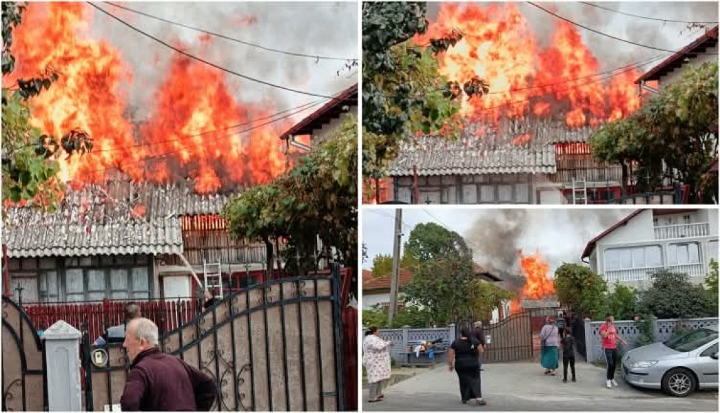 Incendiu puternic a cuprins o gospodărie în localitatea Rătești, Argeș