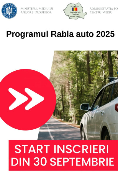Programul Rabla Auto 2025: sesiune de înscriere pentru persoane fizice începe pe 30 septembrie